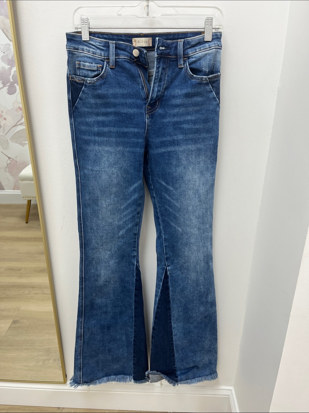 Altar'd State Two-Tone Blue Split Flare Jeans
